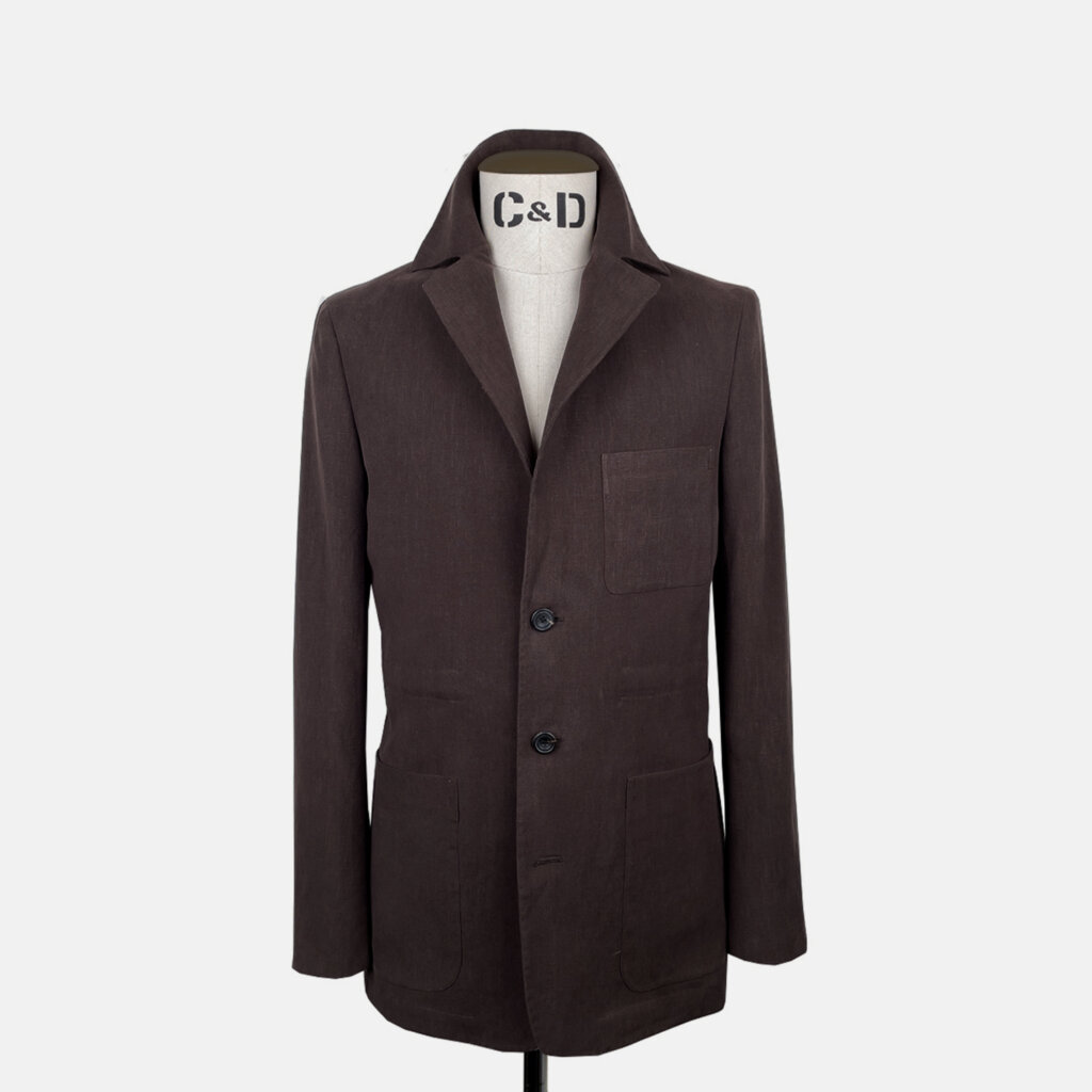 Worker Jacket in Brown Linen