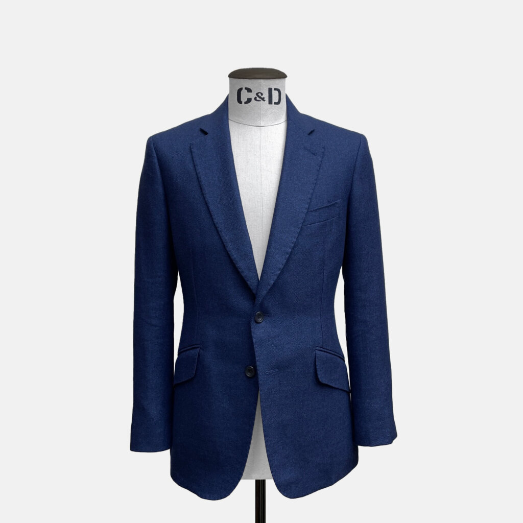 Navy Wool Linen Hopsack Jacket