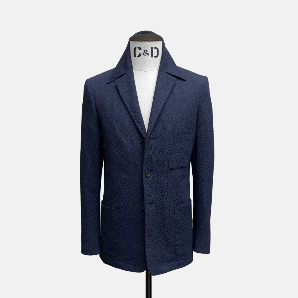 Navy Seersucker Worker Jacket