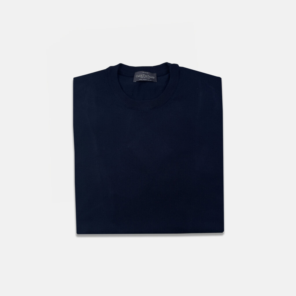 Navy Knitted T Shirt