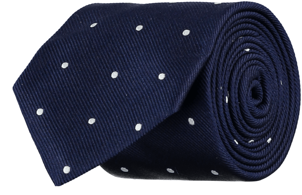 menswear-accessories-tie-silk-repp-navy-white-spots-1 Cad & The Dandy Silk Repp Spotted Tie