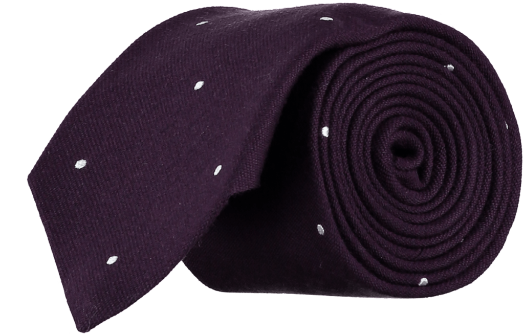 menswear-accessories-tie-wool-silk-plum-white-spots-1 Cad & The Dandy Wool and Silk Spotted Tie