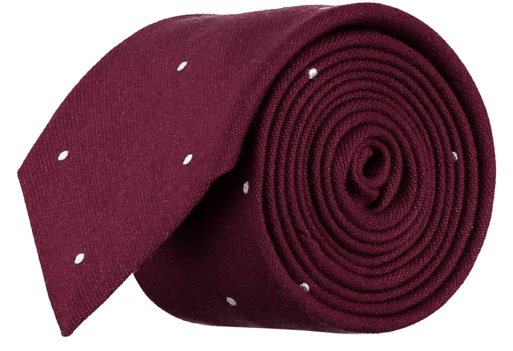 menswear-accessories-tie-wool-silk-claret-1 Cad & The Dandy Wool and Silk Spotted Tie