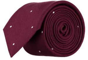 menswear-accessories-tie-wool-silk-claret-1 Cad & The Dandy Wool and Silk Spotted Tie