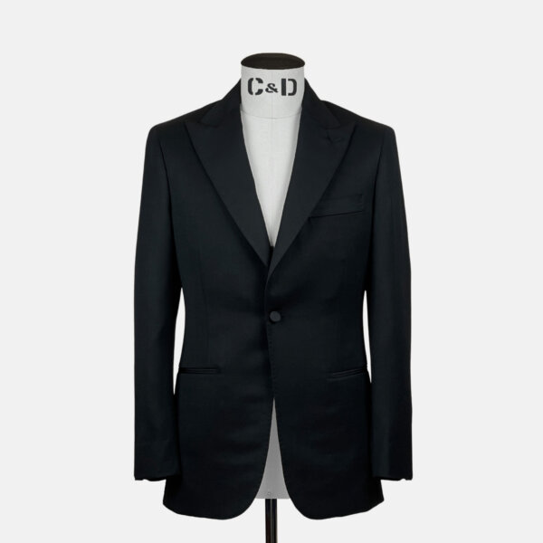 Peak Lapel Dinner Suit in Black Barathea - Cad & The Dandy