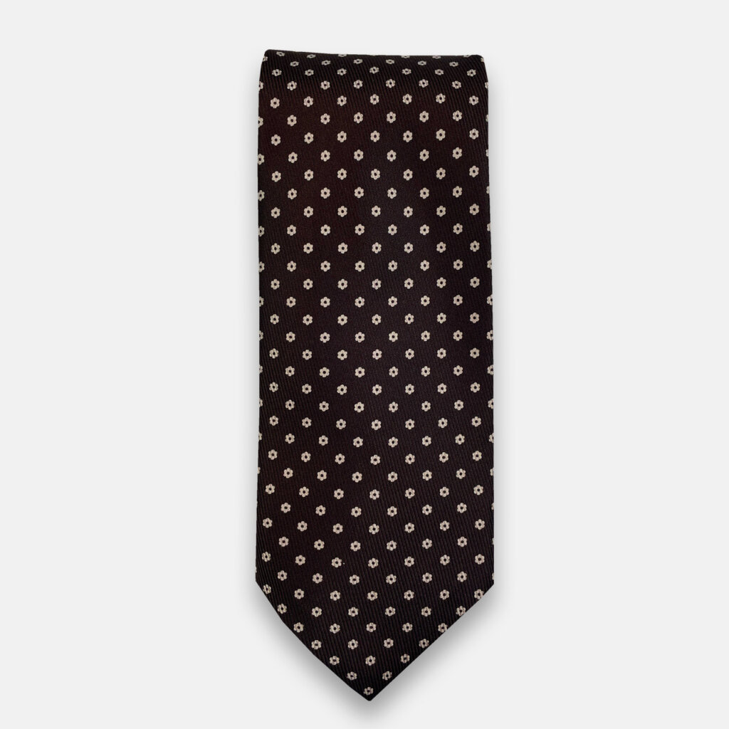 Brown Micro Flower Tie