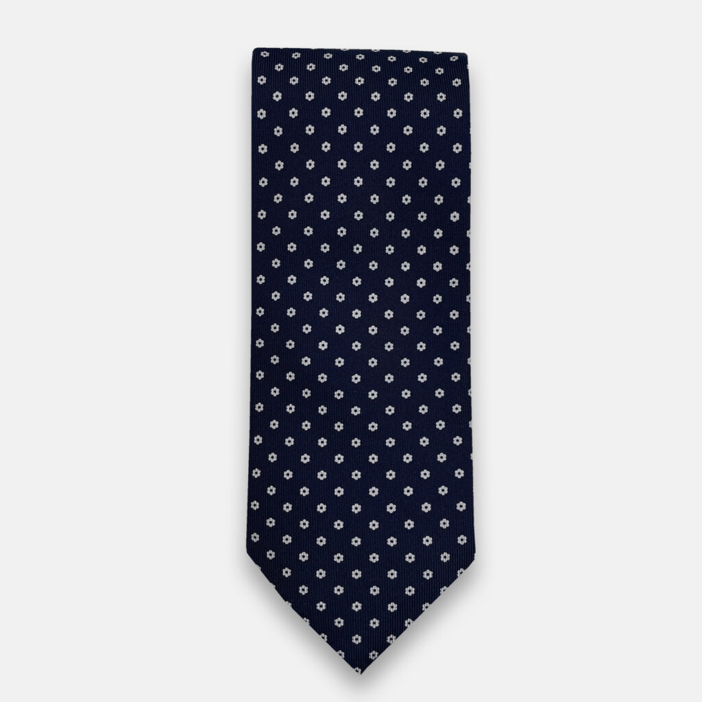 Navy Micro Flower Tie